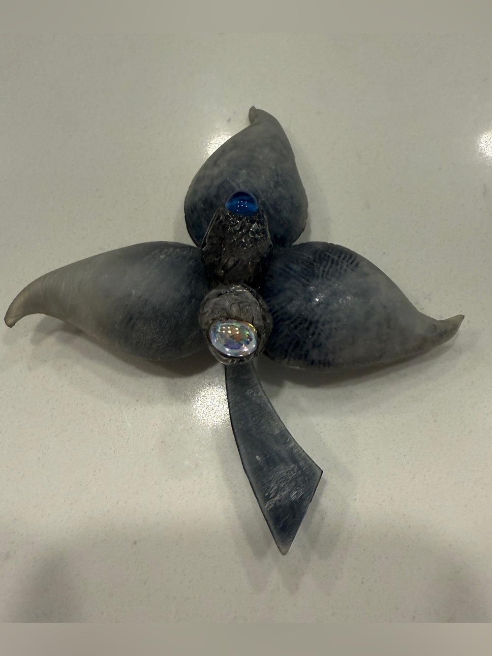 Fabrice Paris Blue Floral Resin Flower Brooch